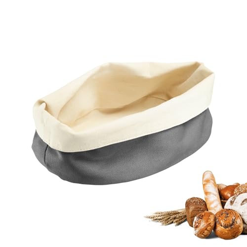 Westmark Borsa per il Pane Ovale – Cestino per il Pane in Tessuto per Pane, Panini, Dolci e Frutta – Portapane Moderno in Cotone – Antracite/Beige, 25 x 18 cm