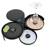 ATPEAM 1 Pack 3 Tier Margarita Salt Rimmer Set Bar Glass Rimmer with 1 Sponges Bartender Tool for Margarita and Cocktail Bar Accessories with Lime Juice Salt and Sugar Container