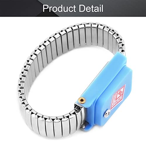 Image of Othmro PWJ Cordless Anti Static ESD Wrist Strap Wireless Antistatic Wristband Flexible Woven Wrist Strap Discharge Band for Electronic Maintenance Dust-Free Workshop Blue Silver