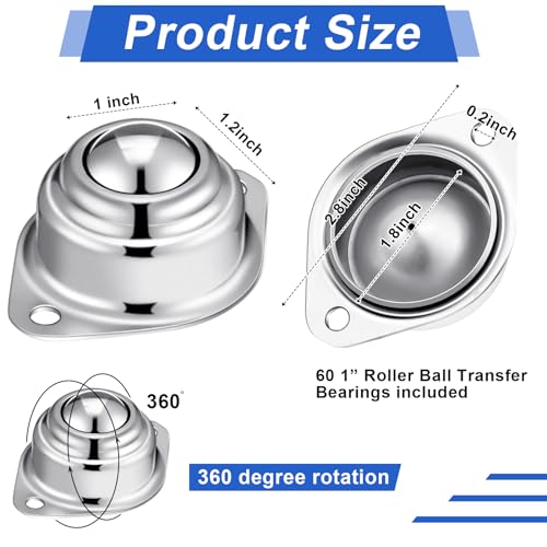 Gisafai GISAFAI-1020-S5G 60 Pcs Roller Ball Transfer Bearing Carbon Steel Round Ball Transfer Unit Universal Ball Casters thumb #1
