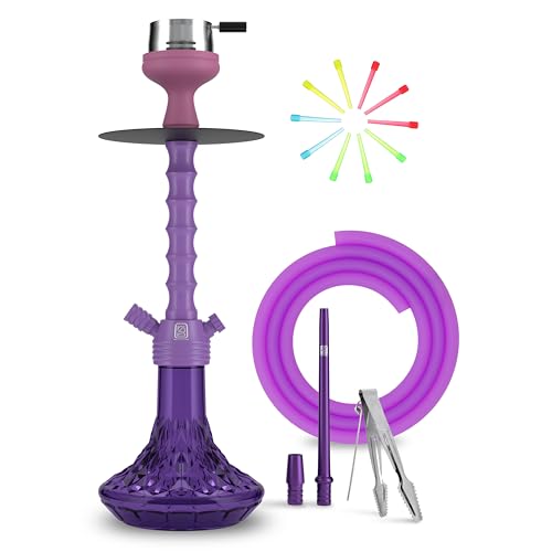 K2 Slik - Complete Hookah Set Purple with Everything | HMD| hookah bowl | Hookah Hose| Hookah Tong | Mouth tips | Hookah Accesories are all Included