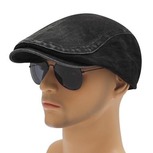 Image of ZLYC Men Cotton Flat Cap Summer Scally Ivy Gatsby Newsboy Beret Driver Cabbie Hunting Hat