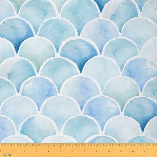 Sea Poisson scale Tissu 920x150cm pour Chaise Canapé, sea Mermaid Scale Tissus au metre, Organismes Marins Sea Tissus Canapé pour la décoration intérieure...