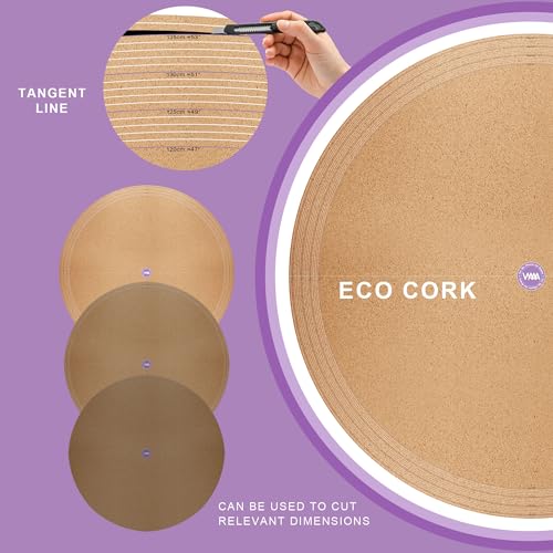 Vyaaa PU Leather & Cork Round Placemats, 54" Large Table Cloth, Cuttable Table Cover, Round Table Runner Protector, Suitable for 47"- 54" Dining Coffee Table(Black) by Vyaaa - Used condition - Image 4