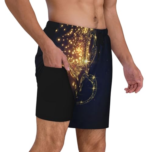 Short de plage à double couche EdWal avec étoiles brillantes et note dorée - 3