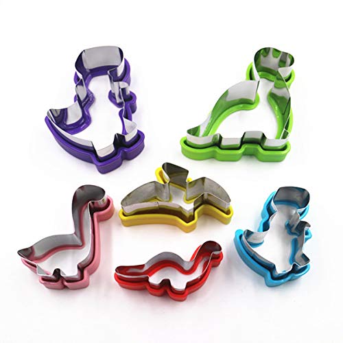 Dinosaur Cookie Cutters Set - Stainless Steel Shaped Cookie Candy Food Cutters Molds For Diy, Kitchen, Baking, Kids Dinosaur Theme Birthday Party Supplies Favors (6Pack) #TOP2