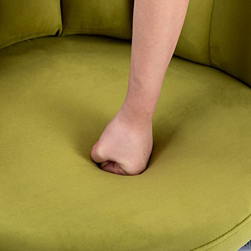 Voohek Velvet Accent Chair, Modern Armchair With Metal Legs, Comfy Back For Bedroom, Living Room, Office, Reading, Olive Green #TOP5