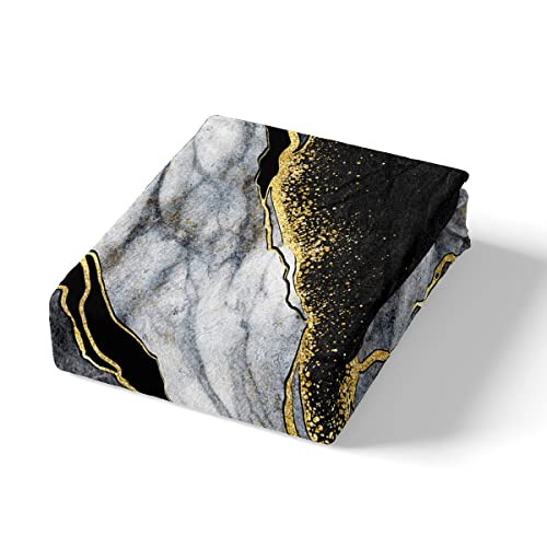 Black Marble Bedding Set,Gold Metallic Marble Duvet Cover For Kids Boys Teens Adult, Black Gold Abstract Marble Texture Comforter Cover Queen Size, Boho Hippie Quilt Cover With 2 Pillow Cases #TOP4