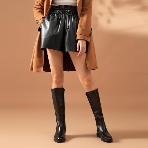 BEAU TODAY Knee High Boots for Women, Womens Genuine Leather Boots, Classic Low Block Heel Pointed Toe Fall Winter Boots2