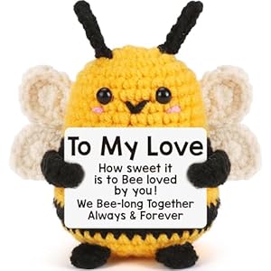 LEJIAJINW I Love You Gifts for Her Him Boyfriend Girlfriend Birthday Anniversary for Couples Husband Wife Romantic to My Love Cute Handmade Crochet Bee Themed Gift for Women Men