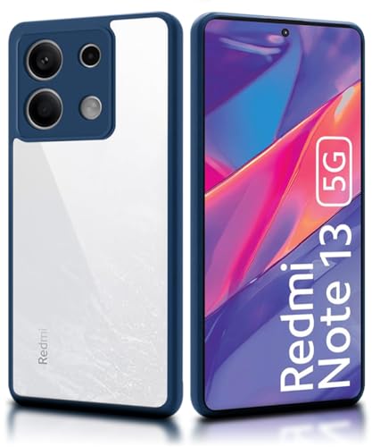 Image of WOW IMAGINE Shockproof Hybrid Back Cover for Xiaomi Mi Redmi Note 13 5G | Hard Slim fit Back Case | PC & TPU | Clear Transparent Case - Blue