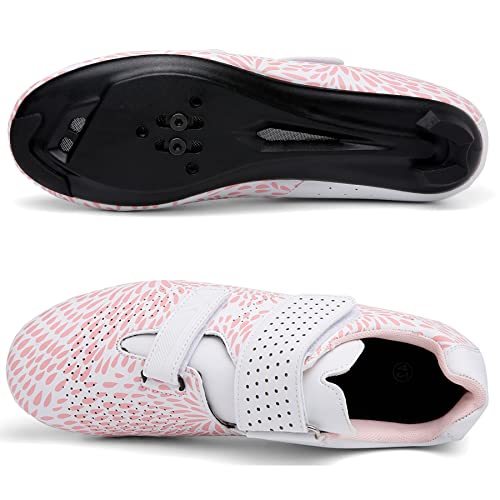Asphodelus Womens Cycling Shoes Compatible With Peloton, Delta Cleats Spd Spin Shoes Perfect For Indoor Outdoor Exercising Riding Pink 7.5 #TOP3