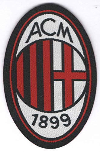 CENTRO RICAMI RICAMIFICIO INDUSTRIALE ITALIANO DAL 1989 Patch-Toppa Microricamata in HD/jacquard (Alta Definizione)Termoadesiva - scudetto Milan - Dimensioni : H. cm.8,5 x L. cm.5,4 - Made in Italy