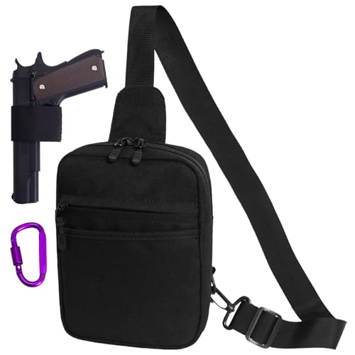 POYOLEE Concealed Carry Sling Gun Bag for Women Waterproof Crossbody Soft Pistol Case EDC Shoulder Pouch of Handgun Chest Pack (Black)