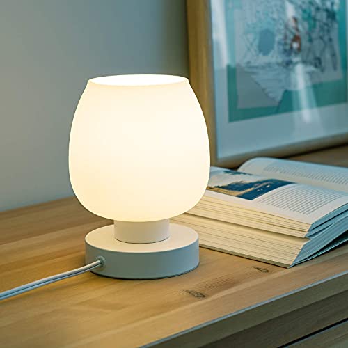 Onewish HU-XI-72 Touch Bedside Table Lamp Set Of 2 - Small Modern Table Lamp For Bedroom Living Room Nightstand, 3-Way Dimable Desk Lamp With White Opal Glass Lamp Shade, 2700K Led Bulb thumb #3