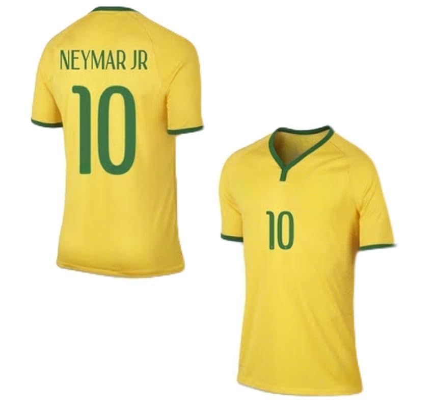 Sports Soccer Brazil Home World Cup Football Team Official Jersey Yellow Neymar Tshirt 2022/2023 (Kids Boys Mens)