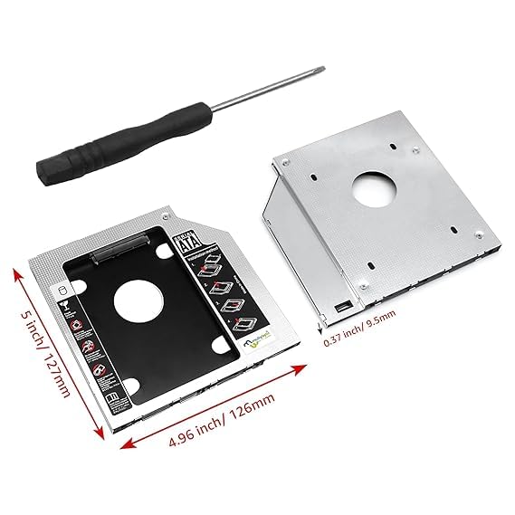 Image of 9.5mm Caddy | Caddy | for SATA 2.5 inch HDD / SSD | Universal Caddy for 9.5mm Universal CD /DVD Slot | Upgraded Version | for Laptop