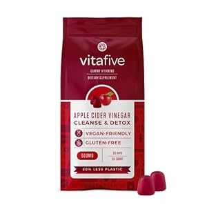 Vitafive Apple Cider Vinegar ACV Gummy Vitamins with the Mother- , vegan, vegetarian, pectin, gluten free, Non-GMO…