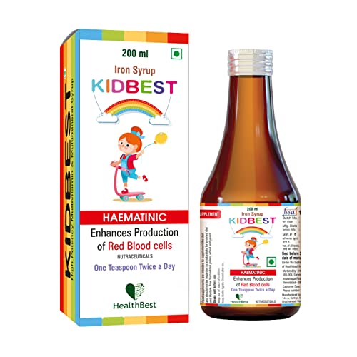 HealthBest Kids Multivitamin & Multimineral (200ml) & Kids Iron Haematinic Syrup (200ml) for 3-13 Years | Combo Set