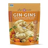 GIN GINS Mandarin Orange Ginger Chews – Natural Fresh Ginger Candy by The Ginger People – Individually Wrapped Healthy Candy – Mandarin Orange Flavor – 3 oz Bag – Pack of 1