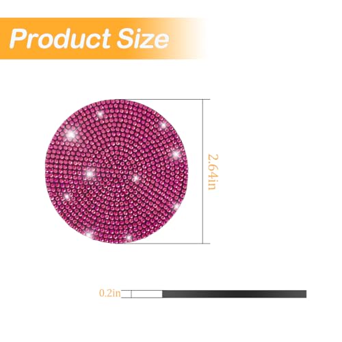 Image of Osilly Bling Car Cup Holder Coaster, 2 Pack Crystal Rhinestone Anti-Slip Insert Coasters, Universal 2.75 Inch Fashion Automotive Cup Mat, Car Interior Accessories Decor Gifts for Women (Rose Red)