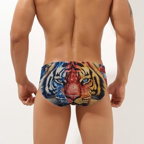 Tie Dye U.S.A. Flag Tiger Men's Swim Brief Sexy Bikini Swimwear Swimsuit Trunks Bathing Suits2
