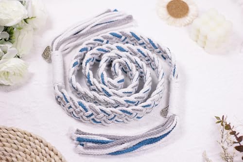 Handfasting Cord for Wedding Ceremony in Natural Cotton Wedding Lasso Rope Traditional Celtic Pattern Handmade (Sky Blue)4
