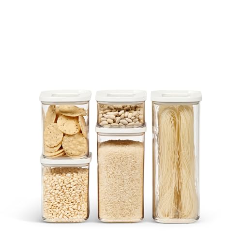 Mepal 5-teiliges Set Vorratsdosen mit Deckel - Lebensmittelbehälter Rechteckige - Küchenorganizer aus Kunststoff - Vorratsbehälter Luftdicht - 1x 2000 ml 1x 1500 ml 2x 1000 ml & 1x 425 ml - White