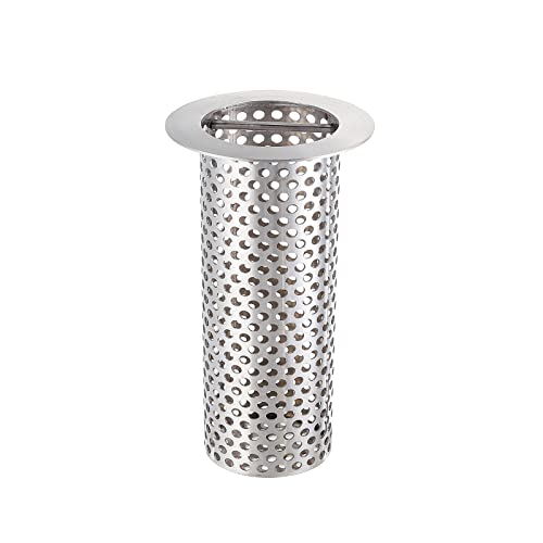 Image of 3 inch Commercial Floor Drain Strainer, 6'' High, Thick Perforated 316 Stainless Steel and Finely Polished Drain Basket for Restaurant /Factory /Kitchen