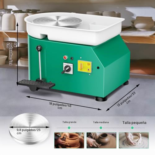 Miniatura 7 de Vayotoy Torno Ceramica Eléctrica, 25cm Torno De Alfarero Que Forma La Máquina 350w Bricolaje Eléctrico Herramienta De Arcilla Con Pedal Y Lavabo Desmontable Para El Trabajo De Cerámica Arte Artesanía