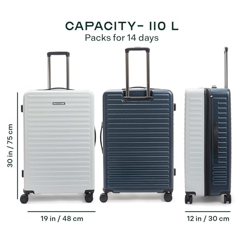 Image of Assembly Large Check-in Large Luggage with 3 Packing Cubes & TSA Lock, Durable Polycarbonate Hard Shell Luggage for Adventure Travel, White-Blue, 28-Inch