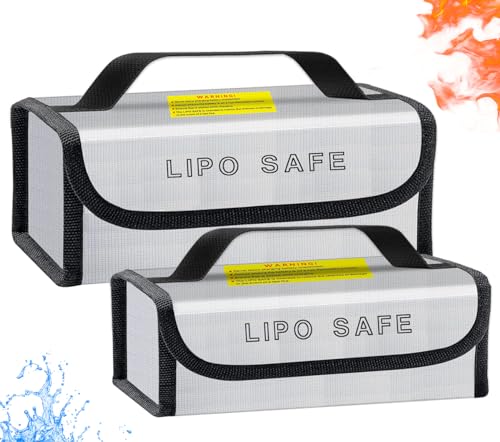 Jehaseg Lipo Battery Safe Bag Fireproof Bag for Lipo Battery Storage Charging Transport,Home Travel Office Safe Storage Pouch (230 * 80 * 100mm+185 * 75 * 60mm)