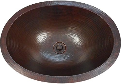 19" Oval Copper Bath Sink Drop In or Under Mount Installation Lift & Turn Drain Included