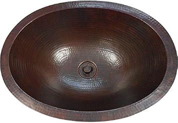 19" Oval Copper Bath Sink Drop In or Under Mount Installation Lift & Turn Drain Included