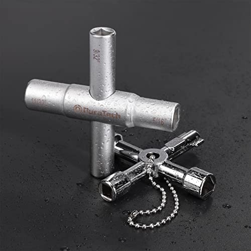 Duratech 4 Way Sillcock Key Set, Utilities Key, Multi-Functional Water Key, 2-Pack, For Valve, Faucet, And Spigots #TOP5