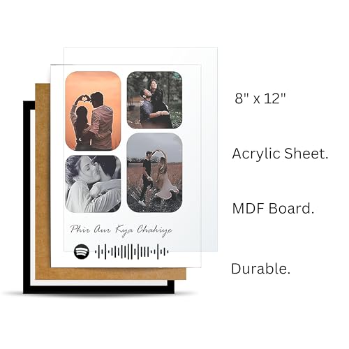 Image of Personalized Photo Frame 8x12 Inch | Custom Collage Photo Frame Gift for Birthday, Anniversary, Couple, Friends | Acrylic Sheet with MDF Back | Wall Decor Memory Frame (D-6)