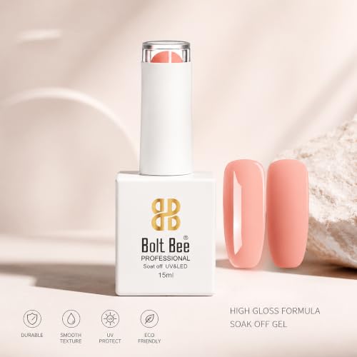 Image of BOLT BEE 15ML Gel Nail Polish 1Pc Clear Pink Glitter Nail Polish Soak Off UV LED Nail Gel Polish Nail Art Starter Manicure Salon DIY at Home, 0.5 OZ (1) (115)