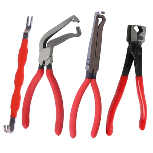 4PCS Electrical Disconnect Pliers For Cars, Automotive Clip Removal Tool, Straight & Bend Hose Clamp Tool Kit, Safety Wire Electrical Disconnect Pliers