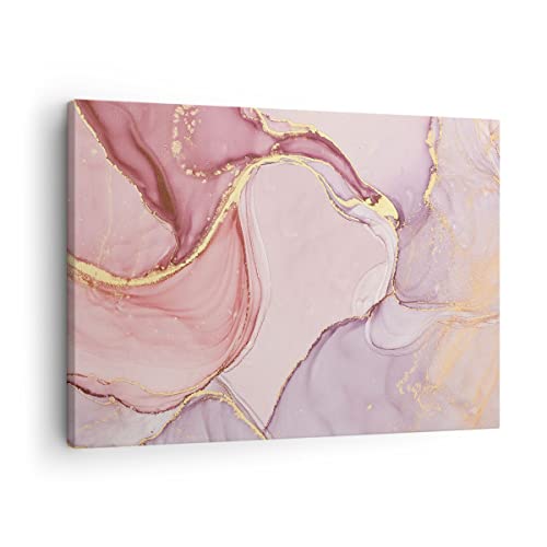 Tableau Decoration Murale Salon Moderne Toile Marbre Rose Horizontal 70x50cm
