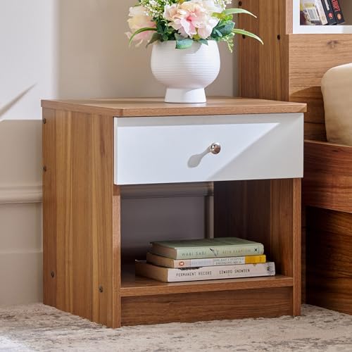 Image of Home Centre | Helios - Robin | Engineered Wood | Bed Side Tables with Drawers | Teak | 1 Year Warranty