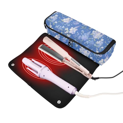 Bolsa de Viaje Lilac Flowers Azul para Herramientas de Pelo con Almohadilla Resistente al Calor Organizador Portátil para Mujeres miniatura 2