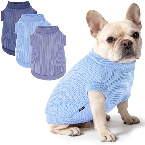 Image of 3 Pack Dog Shirt for Small Supplies Functional Waffle Dog Clothes Warm Soft Sweatshirt Outfit for Dogs Cats Pet Apparel