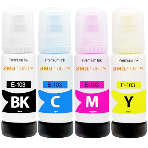 Amaprint Tinta compatibles con Epson 103 para EcoTank L1210 L1250 L3110 L3111 L3116 L3150 L3151 L3250 (4 Botellas de Tinta de 4x70ml)