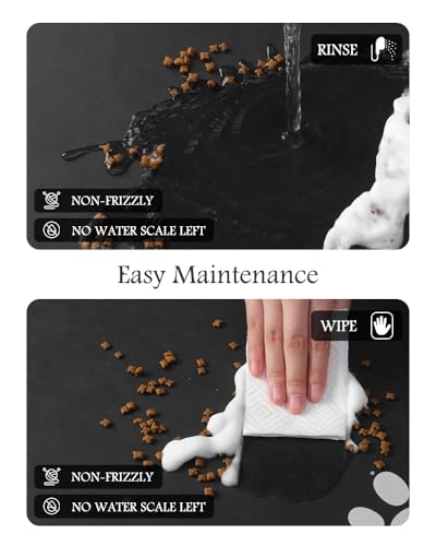 Image of Pet Feeding Mat-Absorbent Dog Mat for Food and Water Bowl-No Stains Quick Dry Water Dispenser Mat-Dog Accessories Pet Supplies-Bowl for Messy Drinkers（Black,17 inchx28 inch