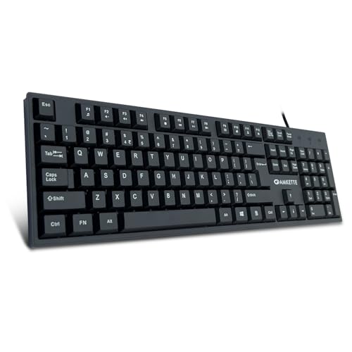 Image of Amkette Lexus Neo Keyboard for Laptops, PCs, and USB-Compatible Devices | UV-Coated, Long-Lasting, Anti-Fade Keys | Spill-Resistant Design | Multimedia Keys | Comfortable Typing (Black)