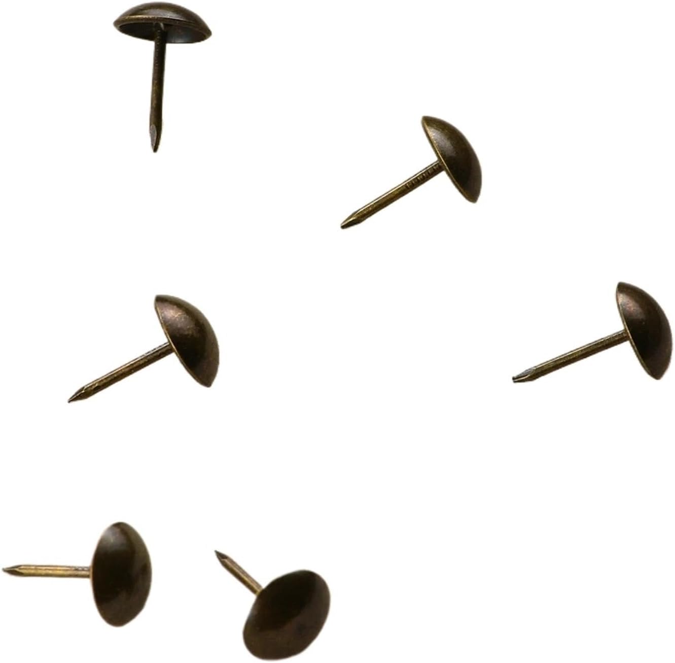 Upholstery Tacks 500pcs Thickened 11 * 17mm Sofa Nails Antique Copper Tacks Soft Bag Retro Round Head Decoration for Furniture Cork Board DIY Projects Home Decor