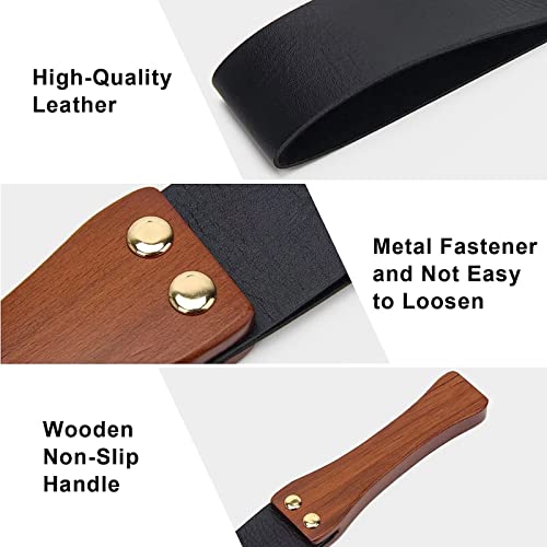 OUBFUUY Leather Paddle with Anti-Slip Wooden Handle, Riding Crop for Horses, 19'' Equestrianism Crops, black - Image 4