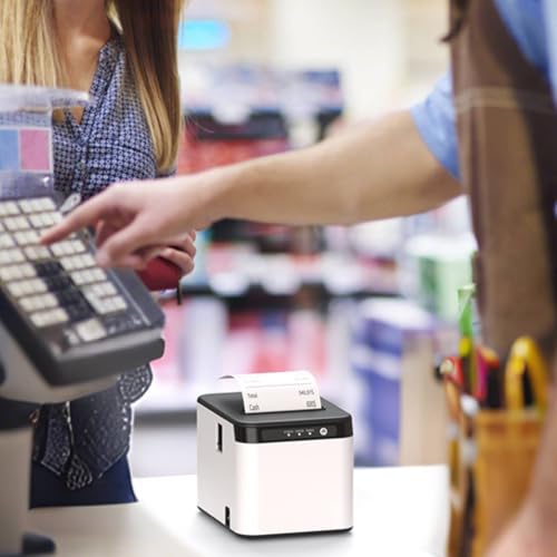 Bisofice Bondrucker 80mm Thermobondrucker unterstützt ESC/POS, Belegdrucker Quittungsdrucker POS Drucker unterstützt automatisches Schneiden, Schwarz (200 mm/s, USB + Ethernet-Anschluss)