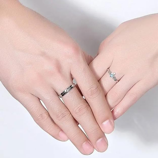Image of Luxury look Couple Rings for Men & Women | Matching Love Promise Rings | Stylish Adjustable Band Rings | Romantic Gift for Couples