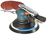 6-Inch Random Orbit Air Palm Sander, Dual Action Pneumatic Polisher with Velcro Hook and Loop Backing Pad and 10pcs Sanding Discs
